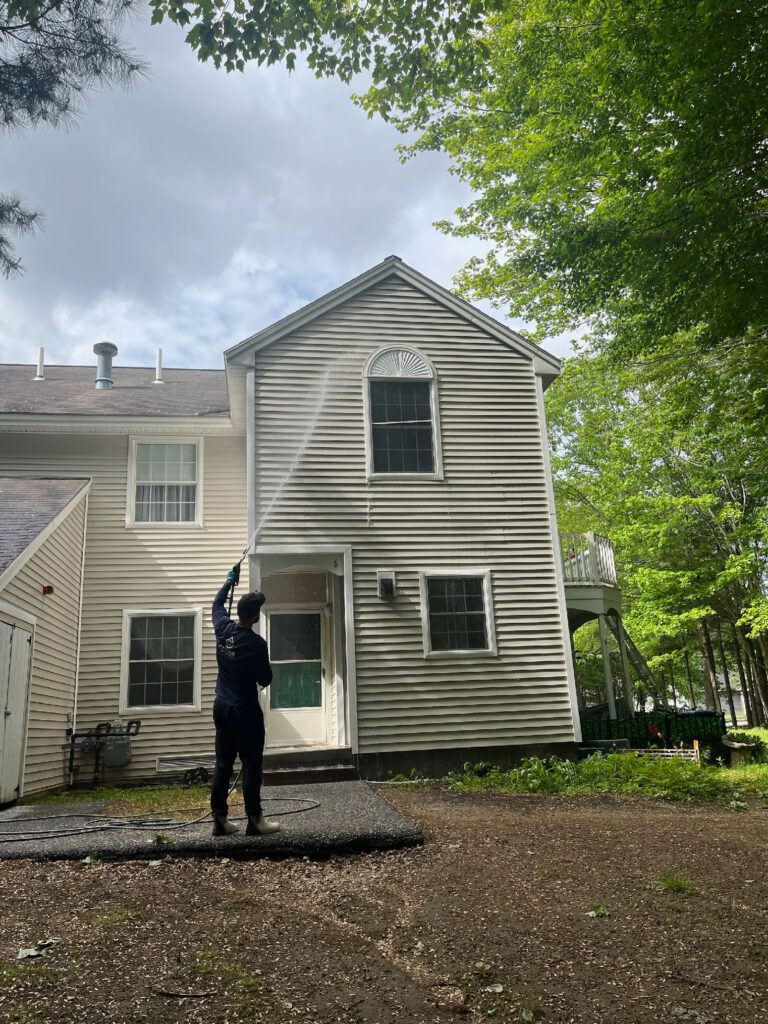 Exterior cleaning of apartment building in Old Orchard Beach