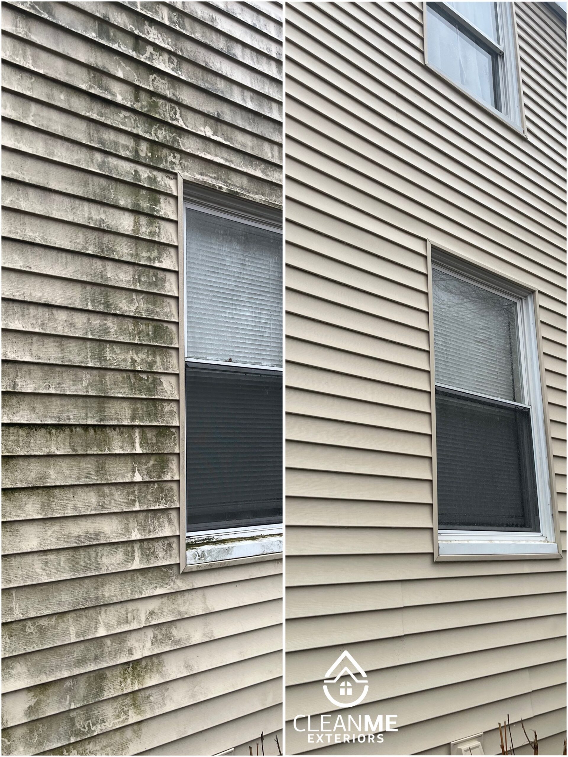 House washing before and after in South Portland, Maine